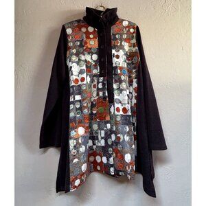 Terra SJ Apparel Women's Tunic Top Mock Neck Half Button Wearable Art Medium